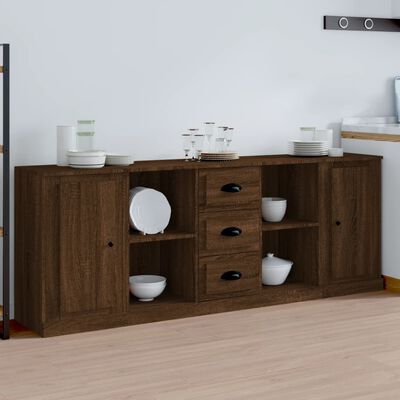 vidaXL Sideboards 3 pcs Brown Oak Engineered Wood