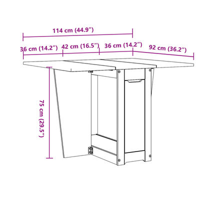 vidaXL Butterfly Dining Table Foldable Corona Wax Brown Solid Wood Pine