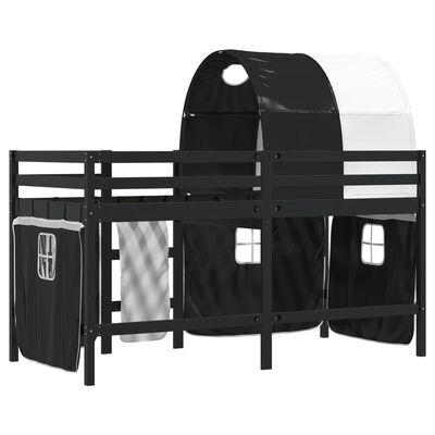 vidaXL Kids' Loft Bed with Tunnel without Mattress White&Black 80x200 cm