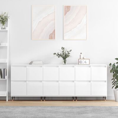 vidaXL Sideboards 3 pcs High Gloss White Engineered Wood