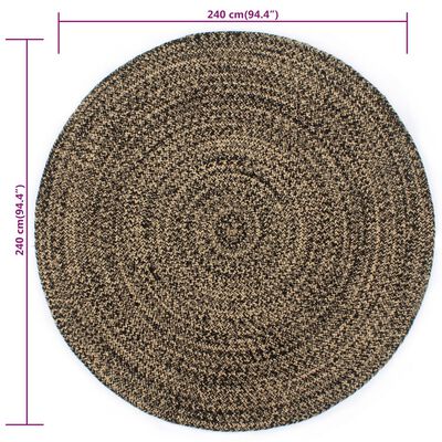 vidaXL Handmade Rug Jute Black and Brown 240 cm