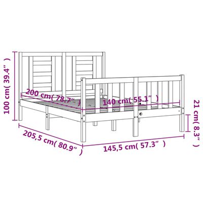 vidaXL Bed Frame without Mattress White 140x200 cm Solid Wood Pine