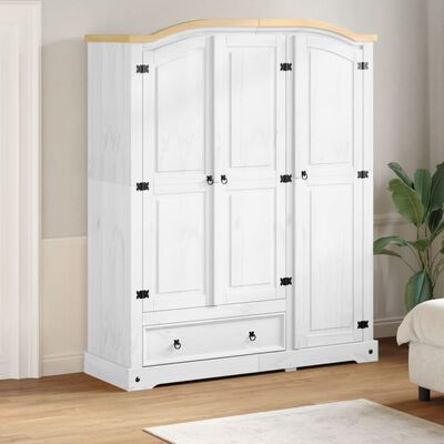 vidaXL Wardrobe Corona White 151.5x52x186 cm Solid Wood Pine