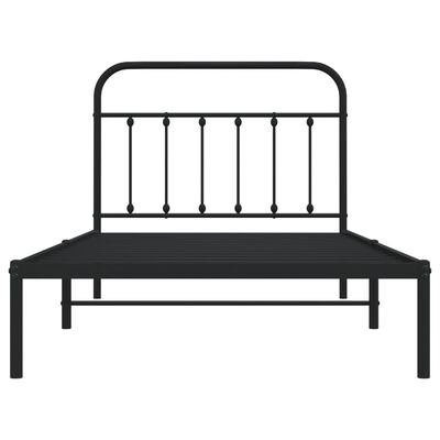 vidaXL Metal Bed Frame without Mattress with Headboard Black 100x200 cm