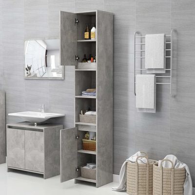 vidaXL 3 Piece Bathroom Furniture Set Concrete Grey Engineered Wood