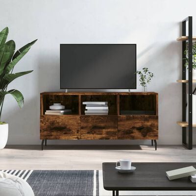 vidaXL TV Cabinet Smoked Oak 102x36x50 cm Engineered Wood