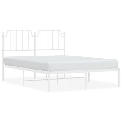 vidaXL Metal Bed Frame without Mattress with Headboard White 140x200 cm