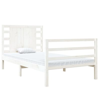 vidaXL Bed Frame without Mattress White 90x190 cm Single Solid Wood Pine