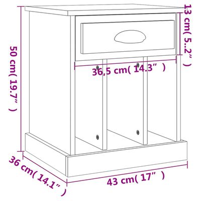 vidaXL Bedside Cabinets 2 pcs Grey Sonoma 43x36x50 cm