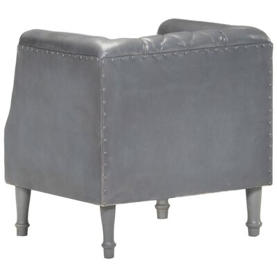 vidaXL Tub Chair Grey Real Goat Leather