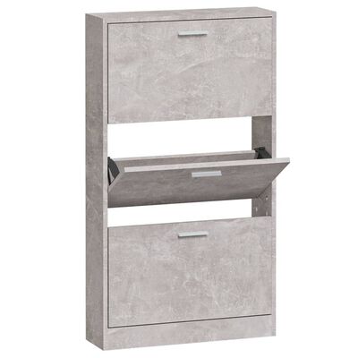 vidaXL Shoe Cabinet Concrete Grey 59x17x108 cm Engineered Wood
