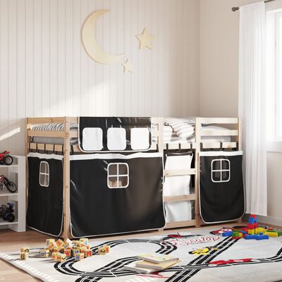 vidaXL Bunk Bed without Mattress White&Black 75x190 cm Small Single Solid Wood Pine