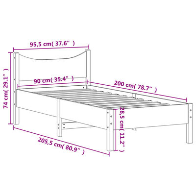 vidaXL Bed Frame without Mattress White 90x200 cm Solid Wood Pine