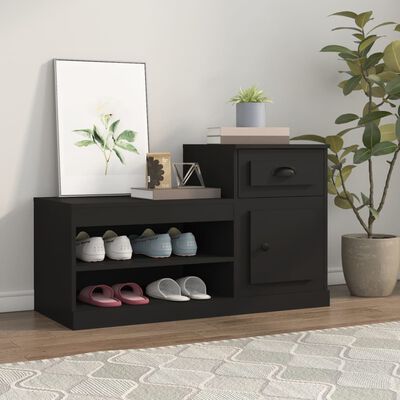 vidaXL Shoe Cabinet Black 100x42x60 cm Engineered Wood