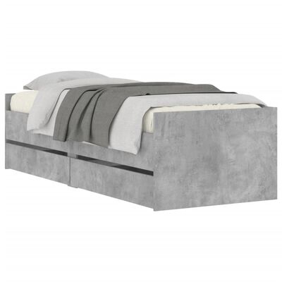 vidaXL Bed Frame without Mattress Concrete Grey 75x190 cm Small Single