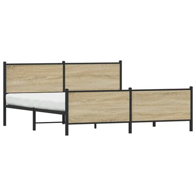 vidaXL Metal Bed Frame without Mattress Sonoma Oak 193x203 cm