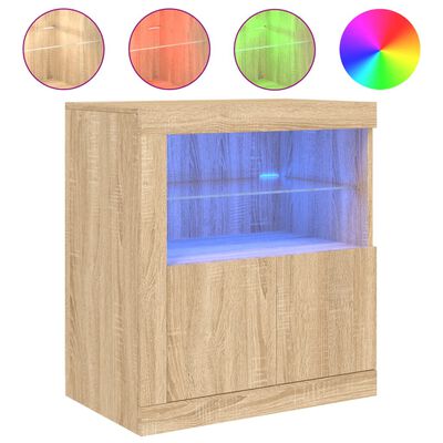 vidaXL Sideboard with LED Lights Sonoma Oak 60.5x37x67 cm