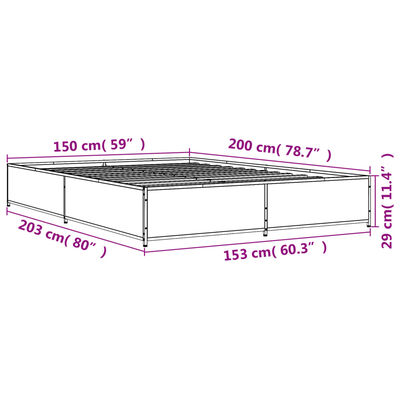 vidaXL Bed Frame without Mattress Smoked Oak 150x200 cm King Size