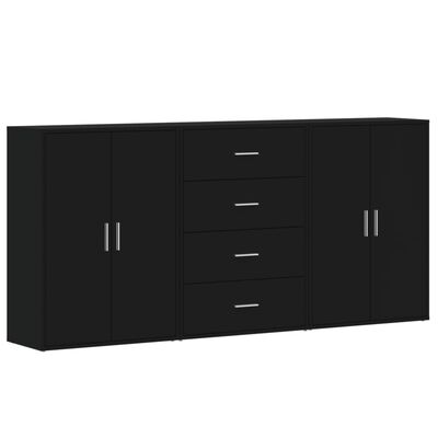 vidaXL Sideboards 3 pcs Black 60x31x84 cm Engineered Wood