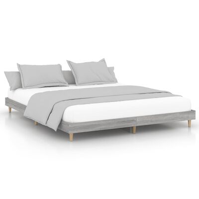 vidaXL Bed Frame without Mattress Grey Sonoma 160x200 cm Engineered Wood