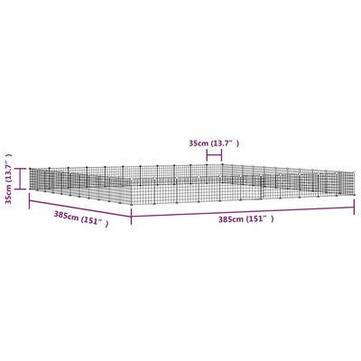 vidaXL 44-Panel Pet Cage with Door Black 35x35 cm Steel