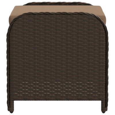 vidaXL Garden Stool with Cushion Brown 58x46x46 cm Poly Rattan