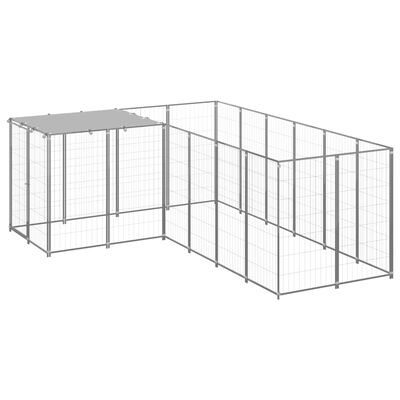 vidaXL Dog Kennel Silver 4.84 m² Steel