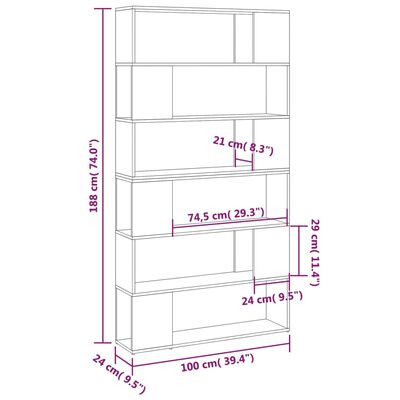 vidaXL Book Cabinet Room Divider White 100x24x188 cm