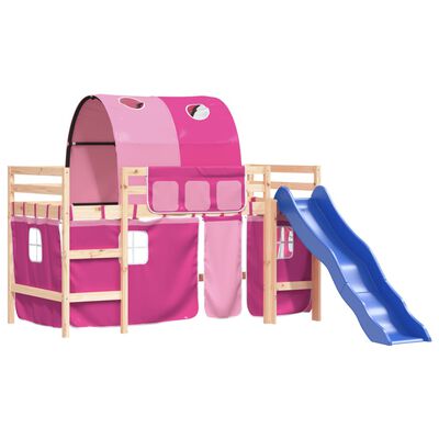 vidaXL Kids' Loft Bed with Tunnel without Mattress Pink 90x190 cm Single