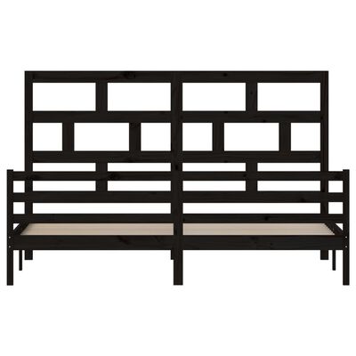 vidaXL Bed Frame without Mattress Black Solid Wood 200x200 cm (810454+814218)