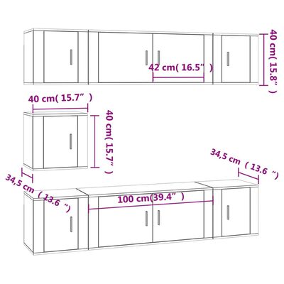 vidaXL 7 Piece TV Cabinet Set White Engineered Wood