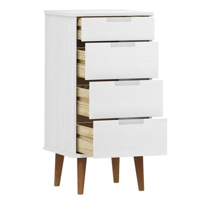 vidaXL Drawer Cabinet MOLDE White 40x35x82 cm Solid Wood Pine