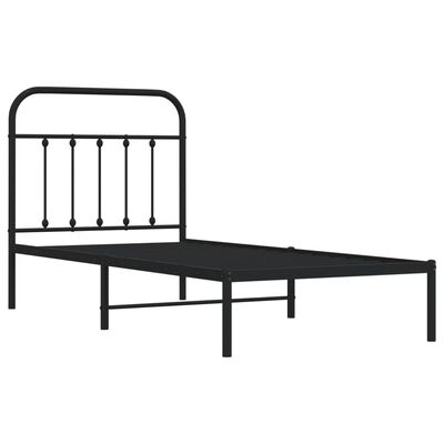 vidaXL Metal Bed Frame without Mattress with Headboard Black 90x200 cm