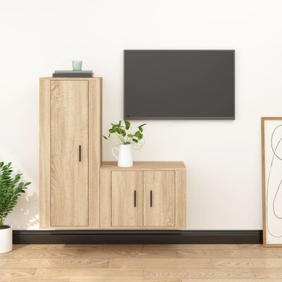 vidaXL 2 Piece TV Cabinet Set Sonoma Oak Engineered Wood