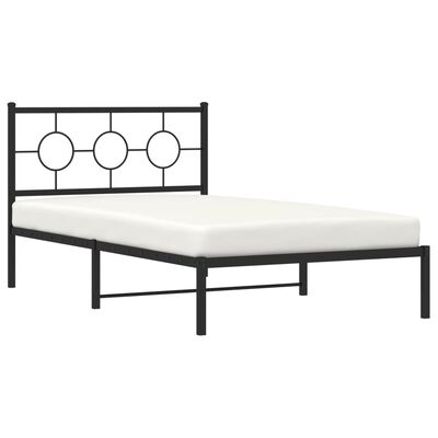 vidaXL Metal Bed Frame without Mattress with Headboard Black 107x203 cm