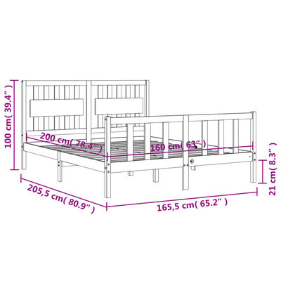 vidaXL Bed Frame without Mattress 160x200 cm Solid Wood Pine