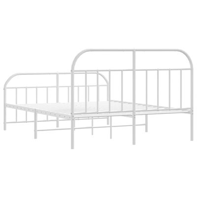 vidaXL Metal Bed Frame without Mattress with Footboard White 140x200 cm