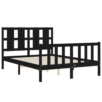 vidaXL Bed Frame without Mattress Black 140x200 cm Solid Wood Pine