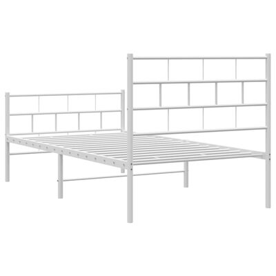 vidaXL Metal Bed Frame without Mattress with Footboard White 75x190 cm Small Single