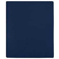 vidaXL Jersey Fitted Sheet Navy Blue 90x200 cm Cotton