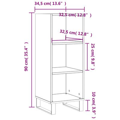 vidaXL Sideboard White 34.5x32.5x90 cm Engineered Wood