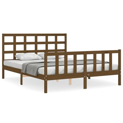 vidaXL Bed Frame without Mattress Honey Brown King Size Solid Wood Pine