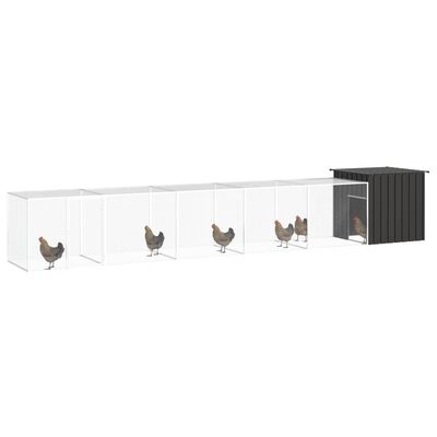 vidaXL Chicken Cage Anthracite 600x91x100 cm Galvanised Steel