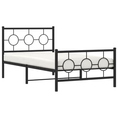 vidaXL Metal Bed Frame without Mattress with Footboard Black 100x200 cm