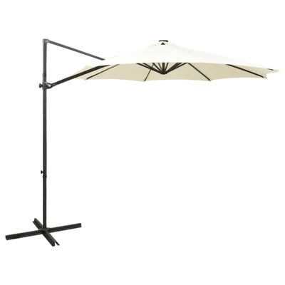 vidaXL Cantilever Garden Parasol with Pole and LED Lights Sand 300 cm