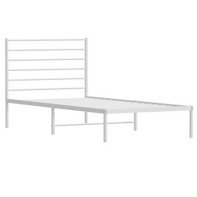 vidaXL Metal Bed Frame with Headboard White 90x200 cm