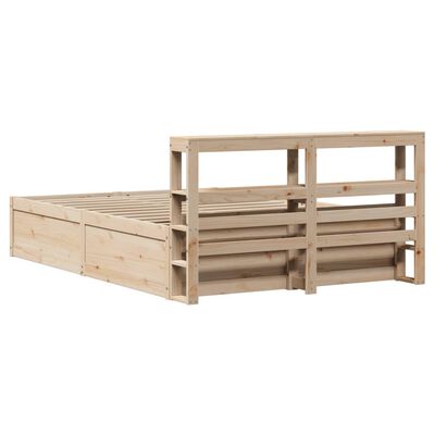 vidaXL Bed Frame with Headboard 150x200 cm King Size Solid Wood Pine