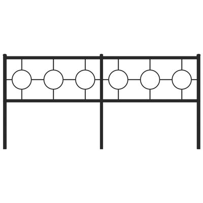 vidaXL Metal Headboard Black 180 cm