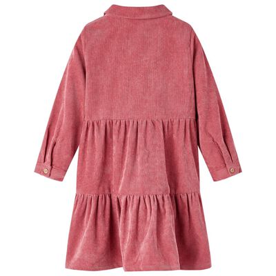 Kids' Dress with Long Sleeves Corduroy Old Pink 116