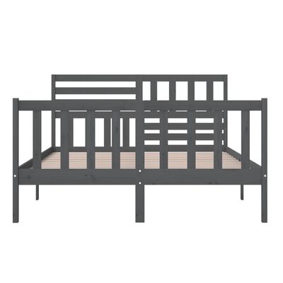 vidaXL Bed Frame without Mattress Grey King Size Solid Wood